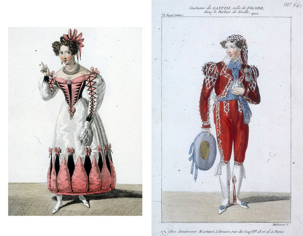  왼쪽 Rossini_Il barbiere di Siviglia_Rosina_Paris, Théâtre Italien,1828, 오른쪽 Rossini_Il barbiere di Siviglia_Figaro_Paris, Théâtre Italien,1828