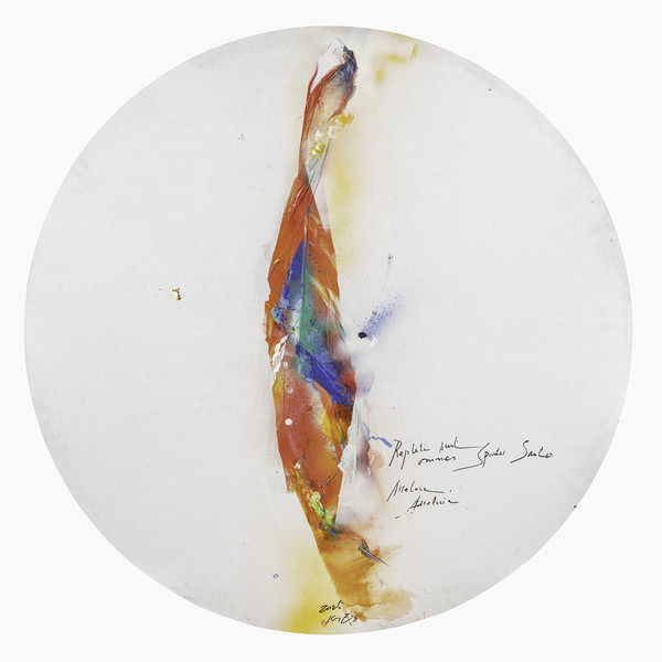 김인중, Untitled, 2025, 캔버스에 혼합매체, 지름 100cm