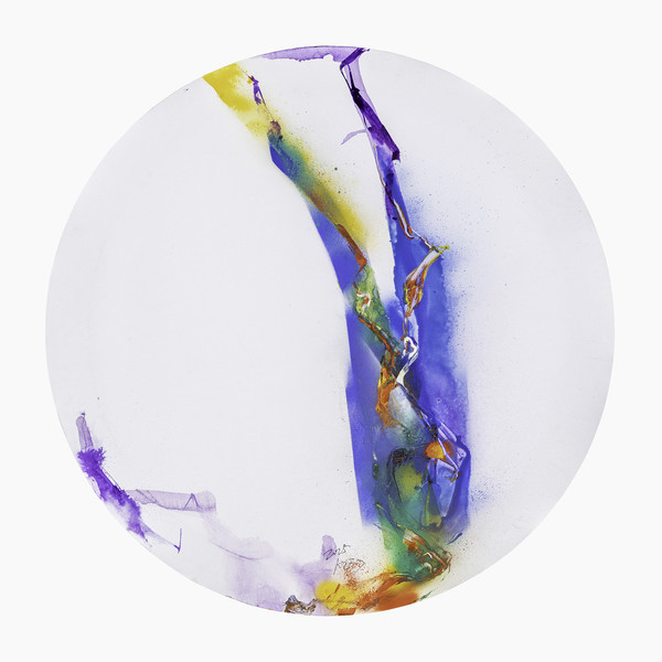 김인중, Untitled, 2025, 캔버스에 혼합매체, 지름 80cm