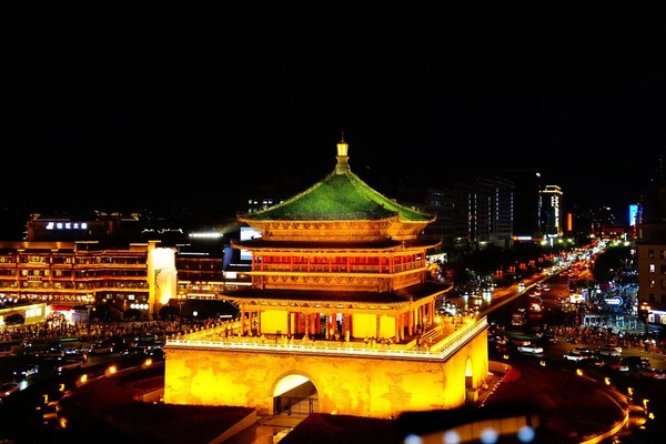 西安钟楼夜景 시안종루의 야경 ⓒ산시성문화관광청 제공