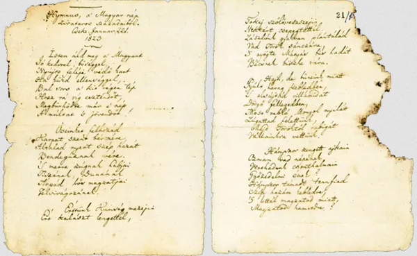 Poem "Himnusz" by Ferenc Kölcsey (1823) (OSZK)