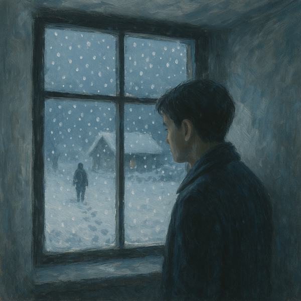 김연식, 눈오는 지도, 2025, 윤동주 시를 AI로 재해석한 디지털 회화.