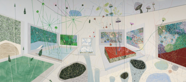 Exhibitions that never happened: Thickets XXIII, acrylic, water based paint and pigments on canvas, 200x450, 2022, (Image Courtesy of The Rooster Gallery, Vilnius)