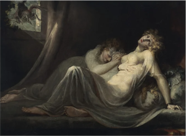 Johann Heinrich Fussli, L_lncube s_envolant, Laissant deux jeunes femmes 1780