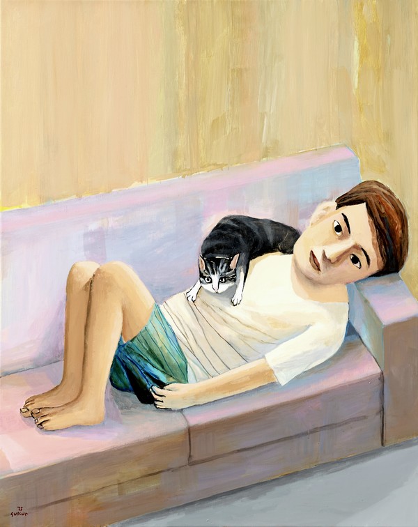 최석운, 소파 위의 남자, 2025, Acrylic on canvas, 91x73cm