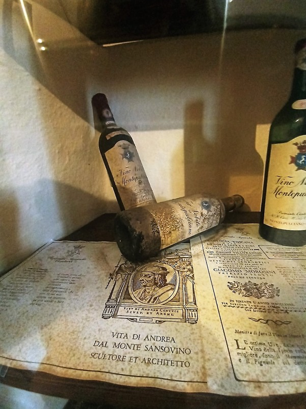 Vintage bottles of Vino Nobile di Montepulciano from the ancient Contucci winery. Credits: www.vinodabere.it